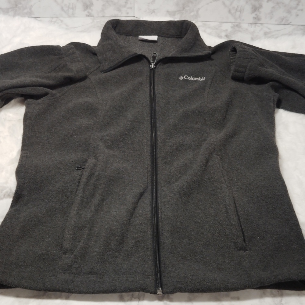 Columbia Benton Springs Charcoal Heather Women's Sz S Full Zip Fleece Sweater
